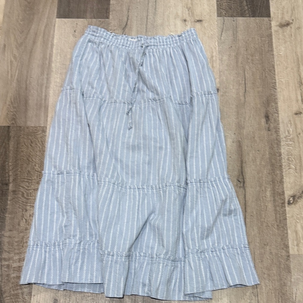 Madewell Light Blue Striped Maxi Skirt